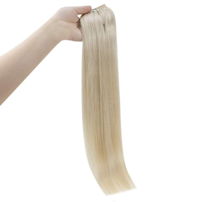 Extensiones de halo de cabello 100% humano Rubio platino #60 Extensión de alambre de 100 g