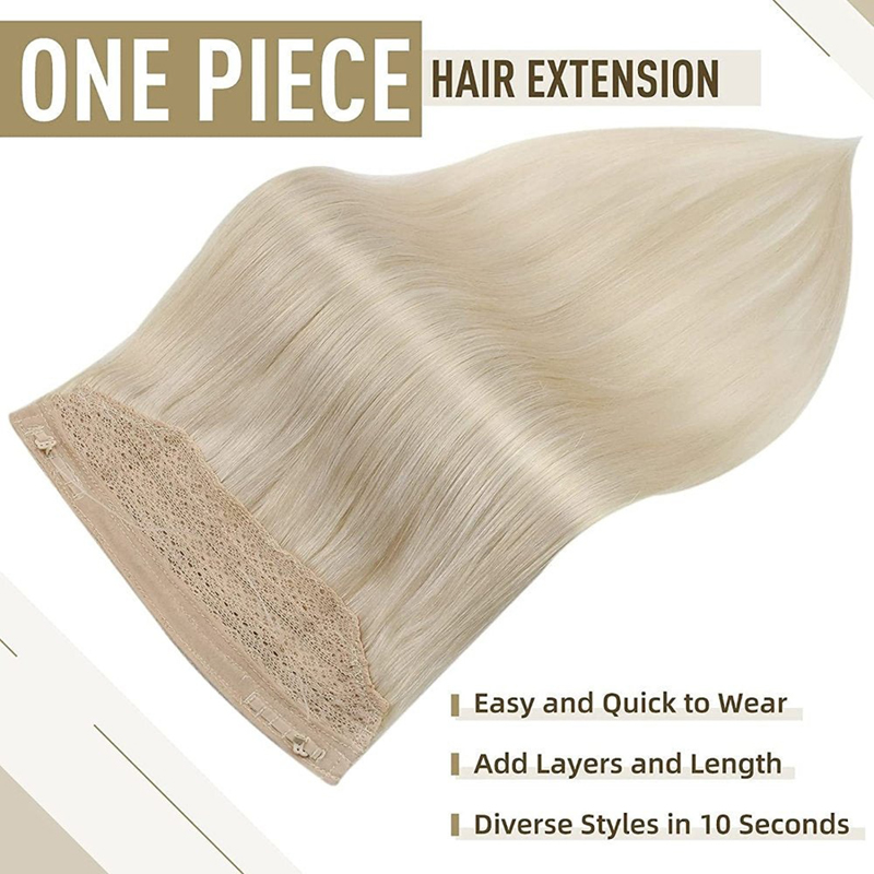 Extensiones de halo de cabello 100% humano Rubio platino #60 Extensión de alambre de 100 g