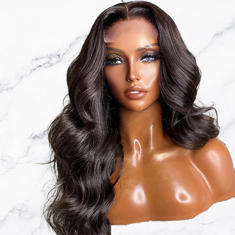 Peluca con cierre de encaje frontal 180% Cabello humano Onda del cuerpo Pelucas sin cola Pre arrancadas