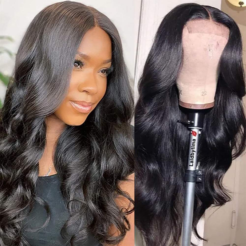 Peluca con cierre de encaje frontal 180% Cabello humano Onda del cuerpo Pelucas sin cola Pre arrancadas