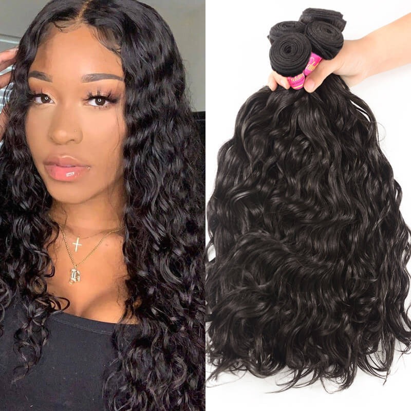 3 paquetes de extensiones de tejido de cabello postizos ondulados naturales de cabello virgen