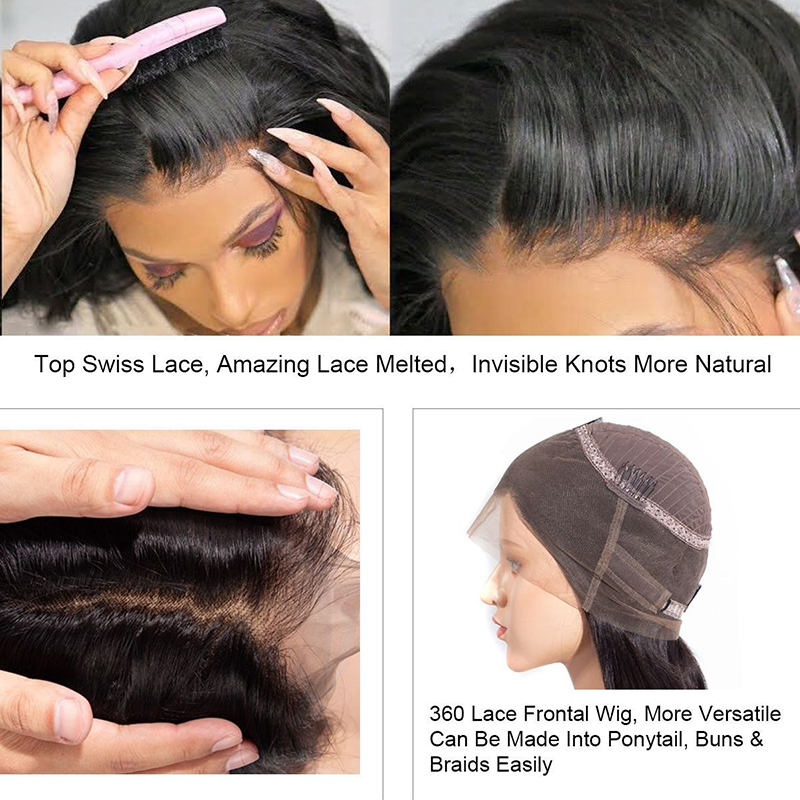 Cabello humano frontal de la onda del cuerpo de las pelucas del cordón 360 con la densidad del pelo el 180% del bebé