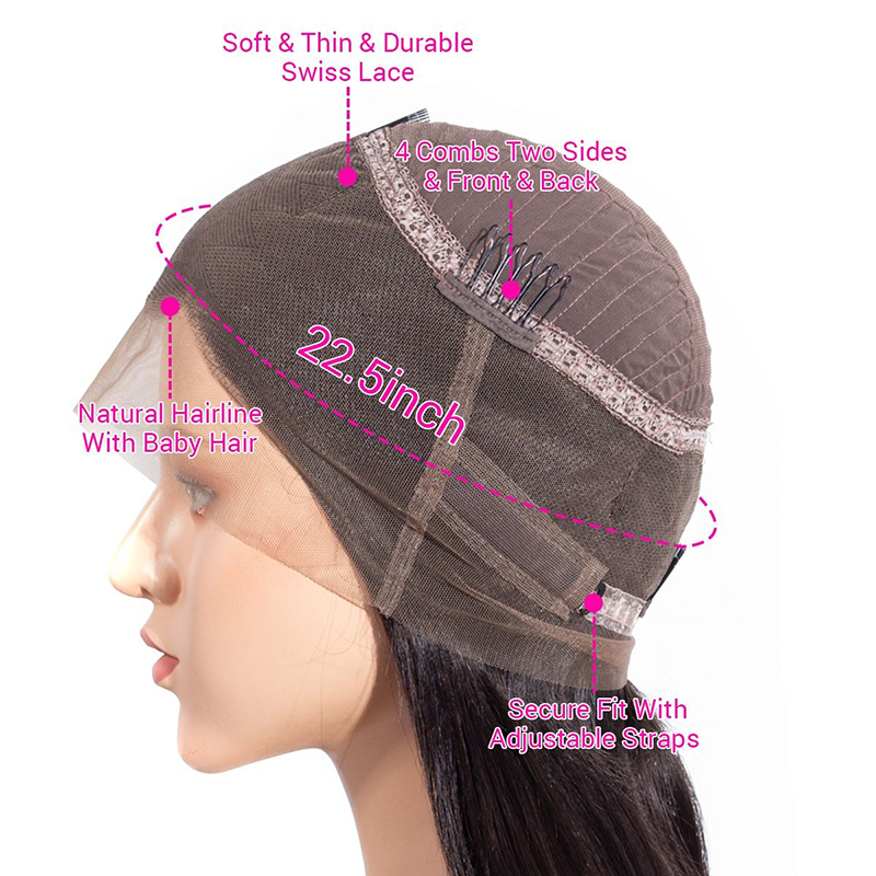 Cabello humano frontal de la onda del cuerpo de las pelucas del cordón 360 con la densidad del pelo el 180% del bebé
