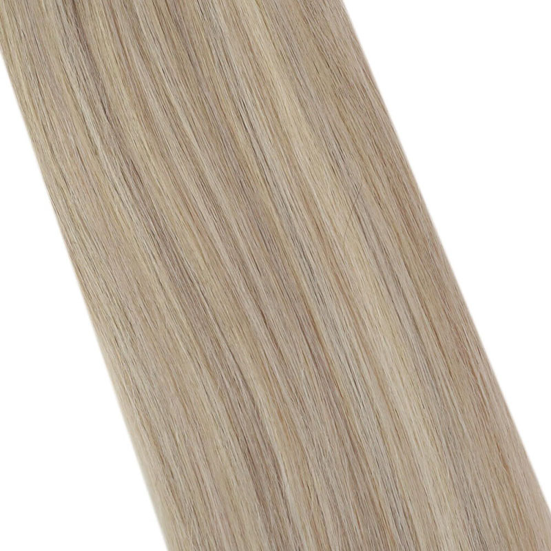 Ash Blonde PU Clip sin costuras en extensiones de cabello humano Remy (#P18/613)
