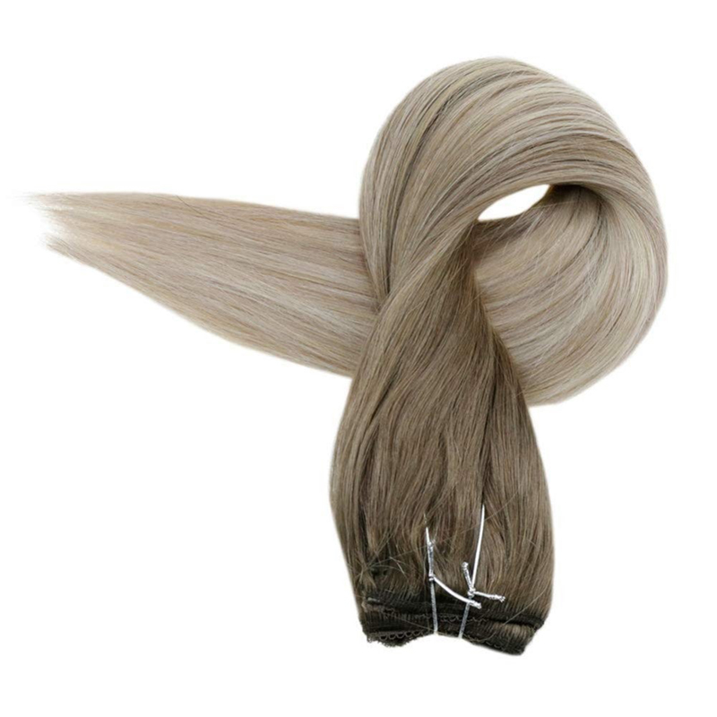 Balayage Halo Extensiones de Cabello Cabello Humano Castaño y Rubio #8/60/18