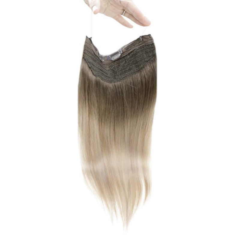 Balayage Halo Extensiones de Cabello Cabello Humano Castaño y Rubio #8/60/18