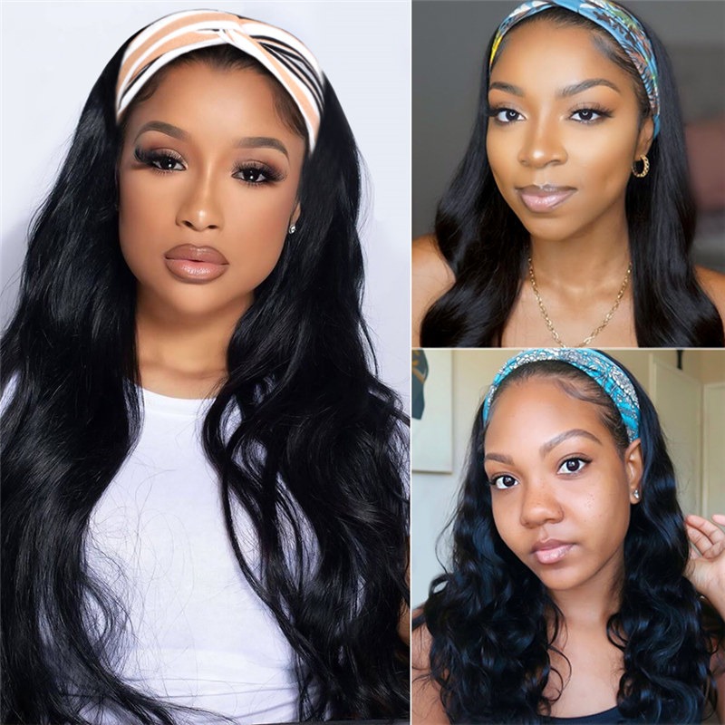 Body Wave Diadema Peluca Cabello humano 150% Densidad 18 pulgadas Wear and Go