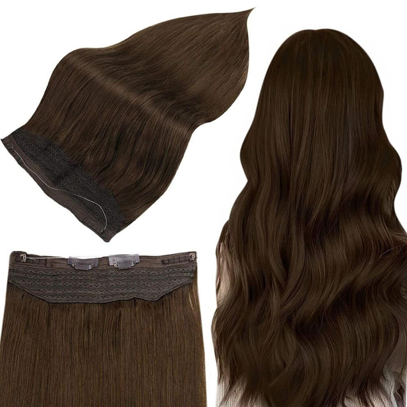 Extensiones invisibles del pelo del halo de la extensión 100g del halo del cabello humano del marrón oscuro #4