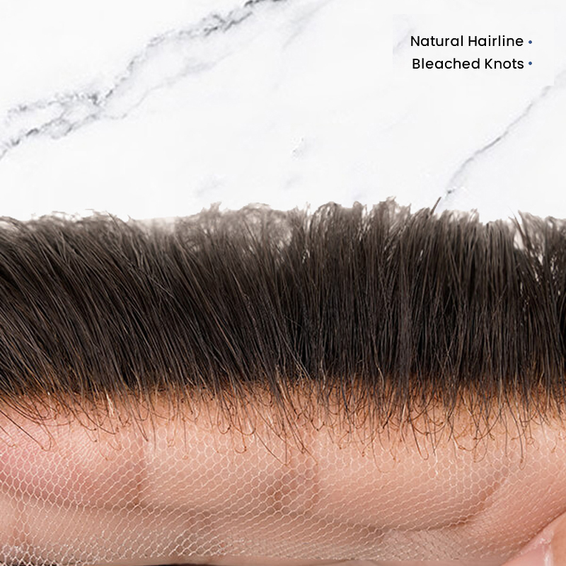 Postizos de encaje francés completo Sistema popular de reemplazo de cabello para hombres