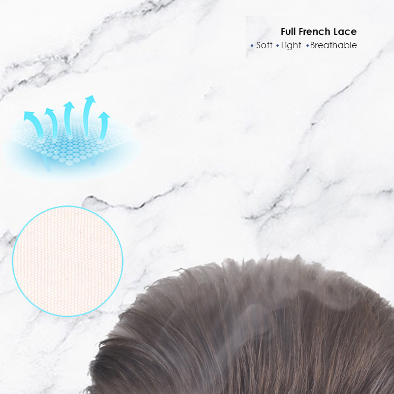 Postizos de encaje francés completo Sistema popular de reemplazo de cabello para hombres
