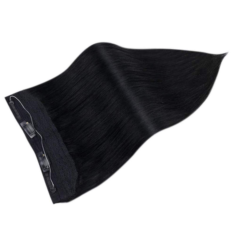Extensiones de cabello humano Halo 100g Negro azabache #1 Extensiones de cabello invisibles Halo