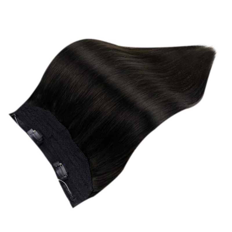 Extensiones de cabello humano Halo, 100 g, color negro apagado, #1B, extensiones de cabello invisibles Halo