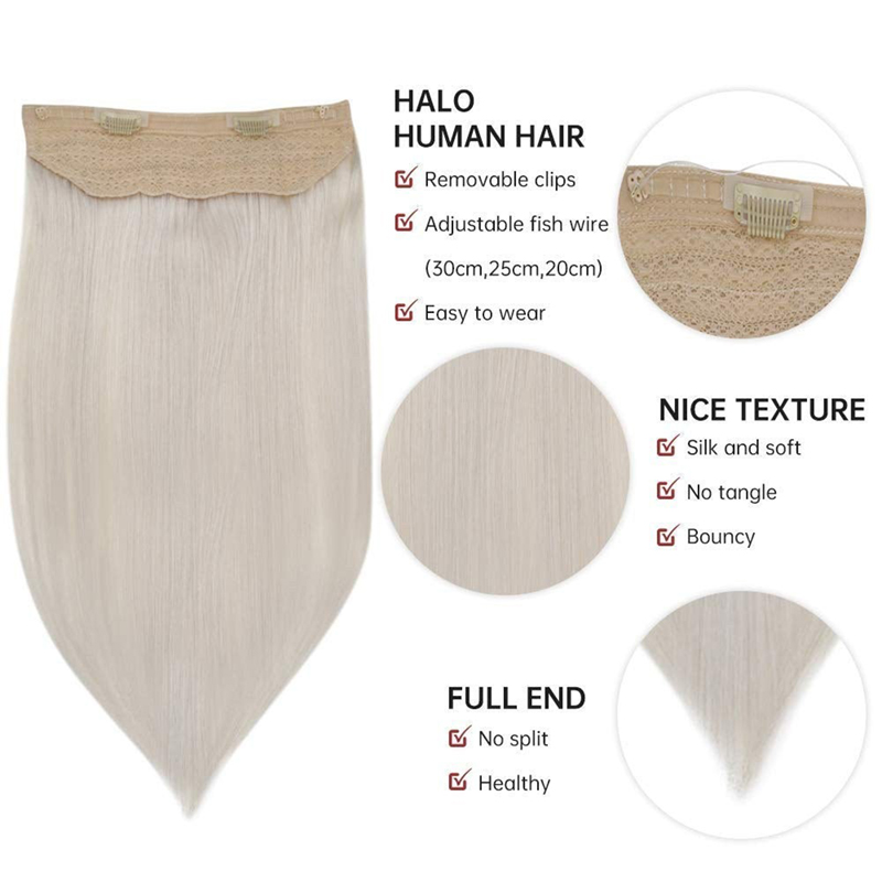 Extensiones de cabello humano Halo Rubio hielo #1000 Extensión de cabello invisible Halo