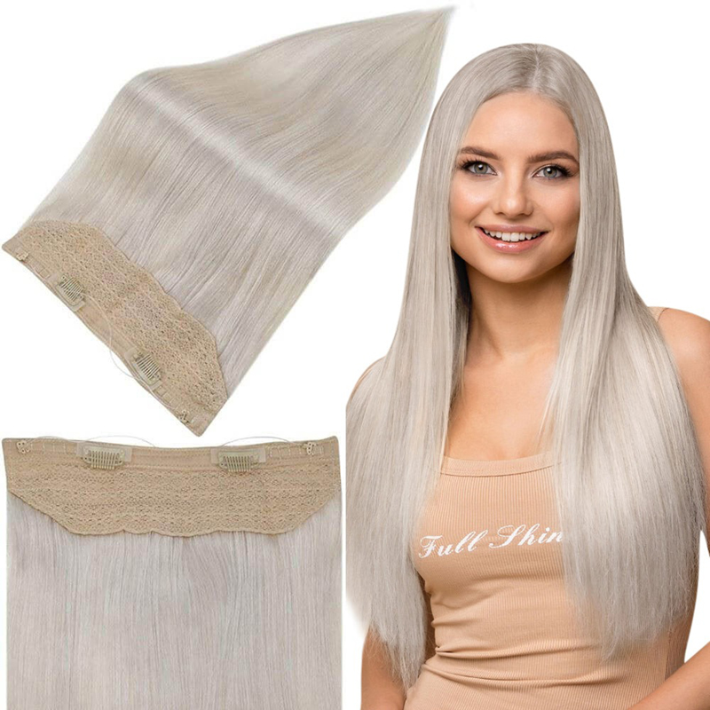Extensiones de cabello humano Halo Rubio hielo #1000 Extensión de cabello invisible Halo