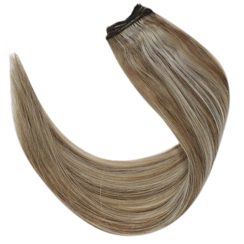 Resalte la extensión del cabello Halo Extensiones de alambre de pescado humano real #P8/60