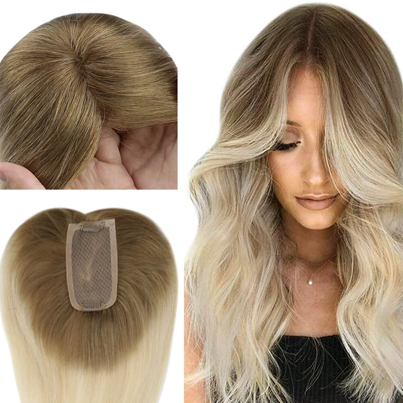 Cabello humano Mono Base Toppers 3x5 "Base de encaje Postizo para mujeres # 10/613