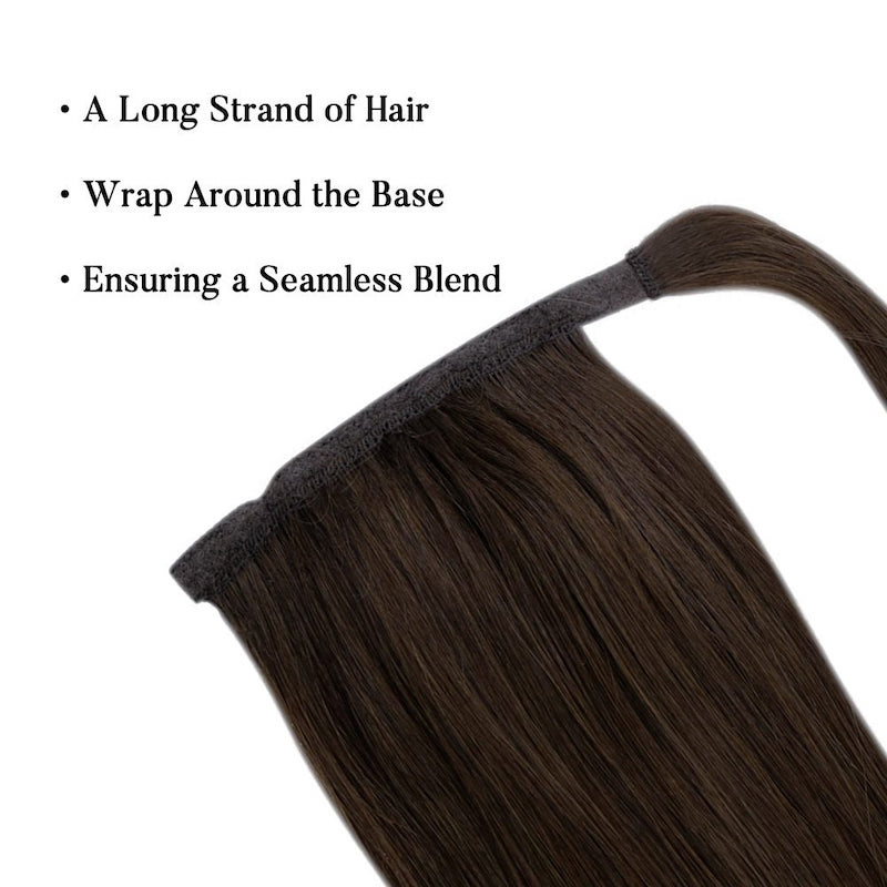 Extensiones de cola de caballo de cabello humano envueltas alrededor del clip en 100G #2 Marrón más oscuro