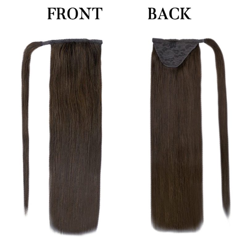Extensiones de cola de caballo de cabello humano envueltas alrededor del clip en 100G #2 Marrón más oscuro