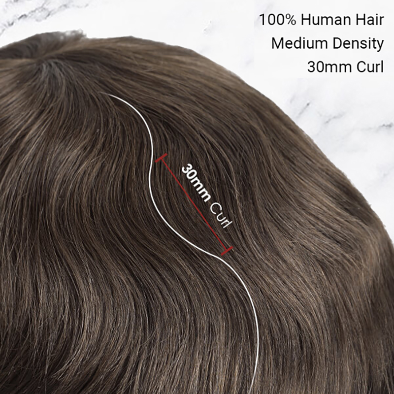 Tupé de cabello humano Sistema de reemplazo de piezas de cabello para hombres Mono fino con PU # 1B