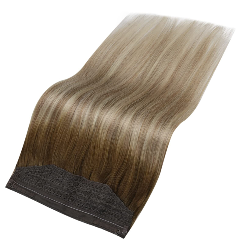 Extensiones de cabello de alambre invisible Cabello humano Ombre Marrón y Rubio 100g