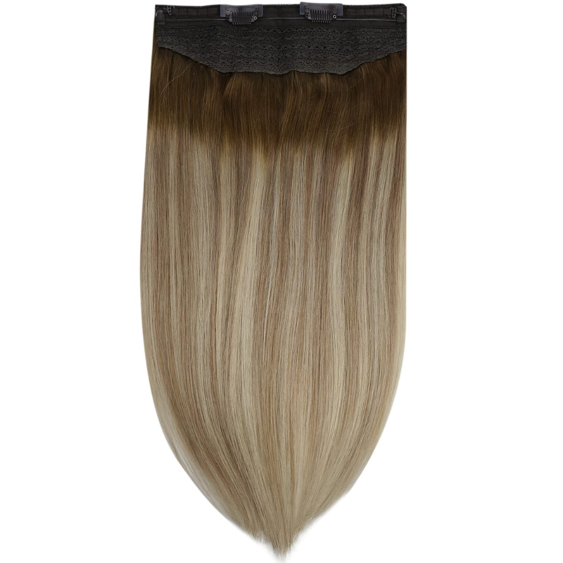 Extensiones de cabello de alambre invisible Cabello humano Ombre Marrón y Rubio 100g