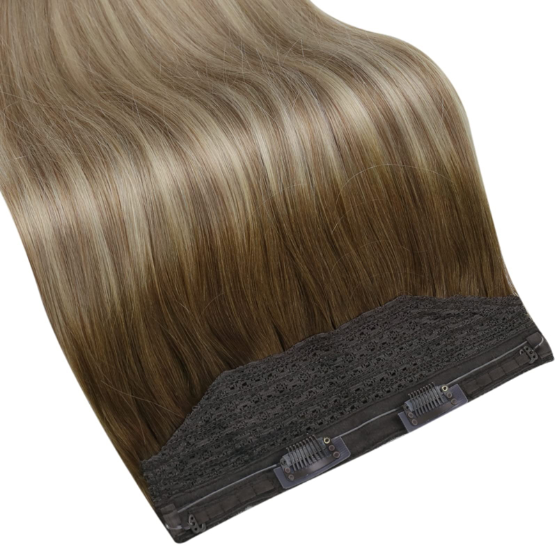 Extensiones de cabello de alambre invisible Cabello humano Ombre Marrón y Rubio 100g