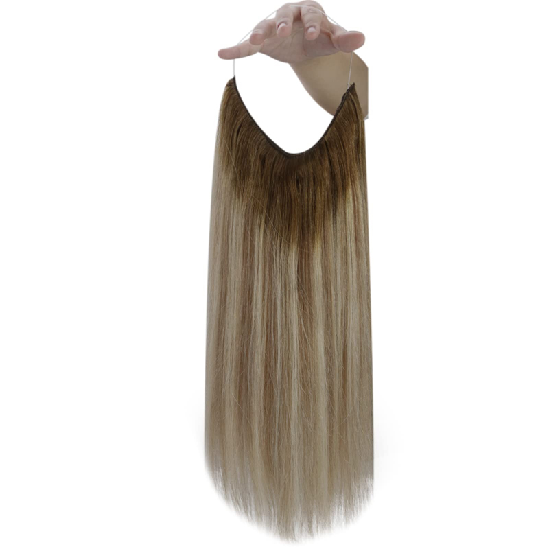 Extensiones de cabello de alambre invisible Cabello humano Ombre Marrón y Rubio 100g