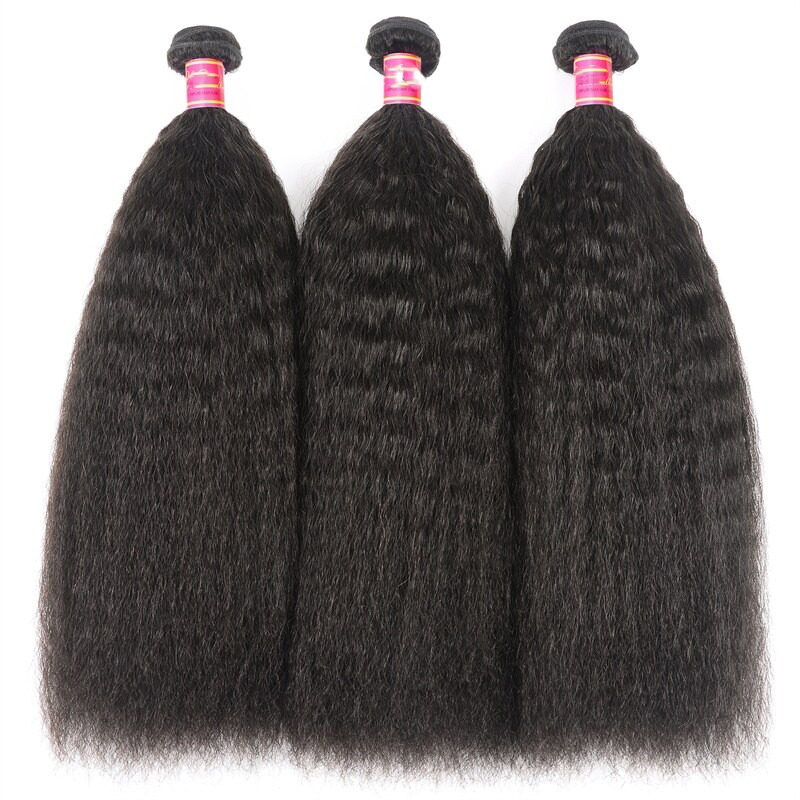 La armadura rizada del pelo recto 3 paquetes extensiones de la trama del cabello humano de la Virgen