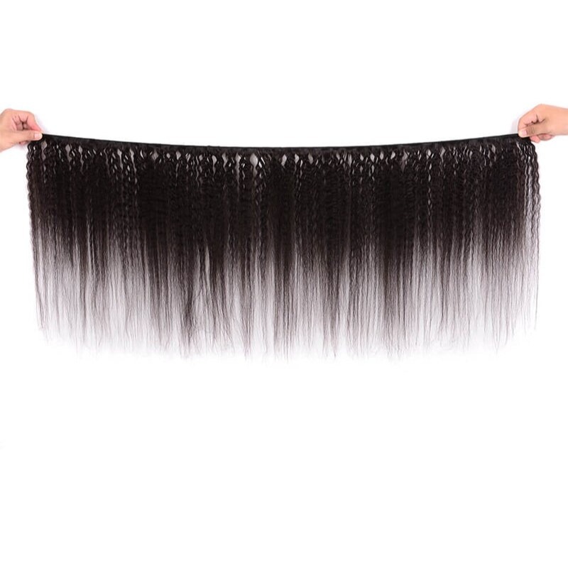 La armadura rizada del pelo recto 3 paquetes extensiones de la trama del cabello humano de la Virgen