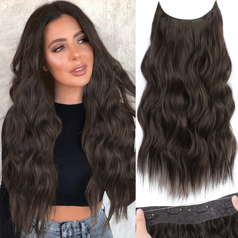 Extensiones invisibles del pelo del halo de la extensión 100g del halo del cabello humano del marrón oscuro #4