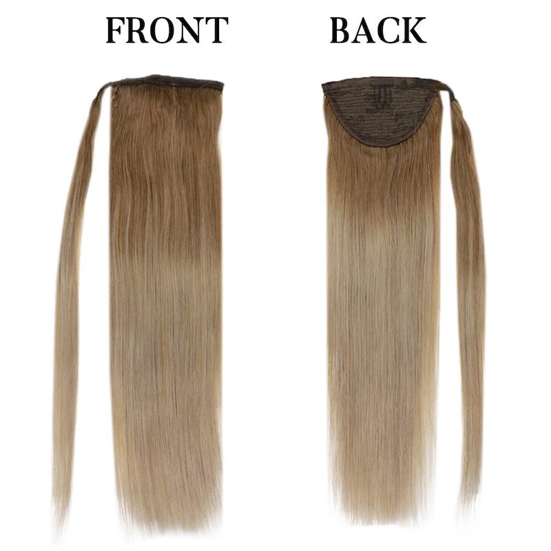 Extensión de cola de caballo Cabello humano Balayage Marrón #10/14 100G Clip en recto