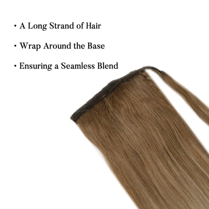 Extensión de cola de caballo Cabello humano Balayage Marrón #10/14 100G Clip en recto