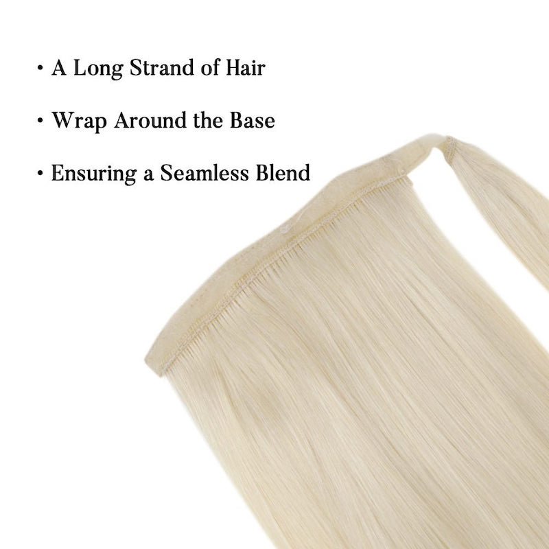 Extensión de cola de caballo Cabello humano Rubio platino #60 100G Clip en extensión