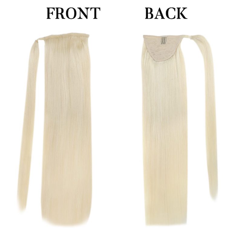Extensión de cola de caballo Cabello humano Rubio platino #60 100G Clip en extensión