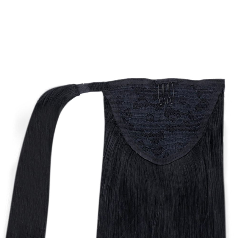 Extensión de cola de caballo cabello humano envolvente con clip en cola de caballo 100 g #1 negro azabache