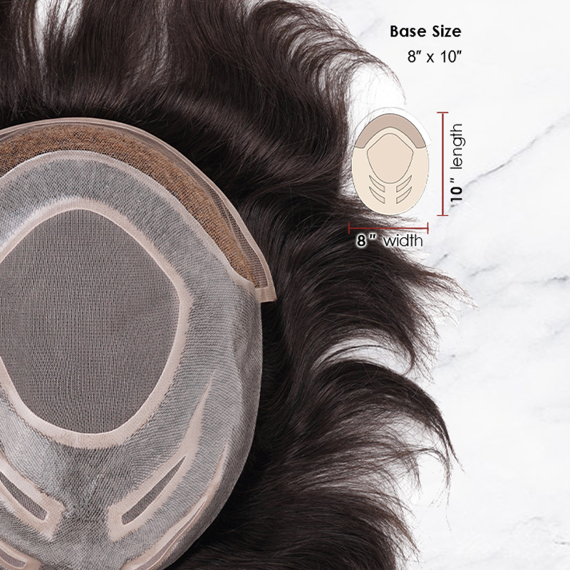 Premium Hair Toupee Fine Mono con frente de encaje y sistema de cabello para hombres Skin