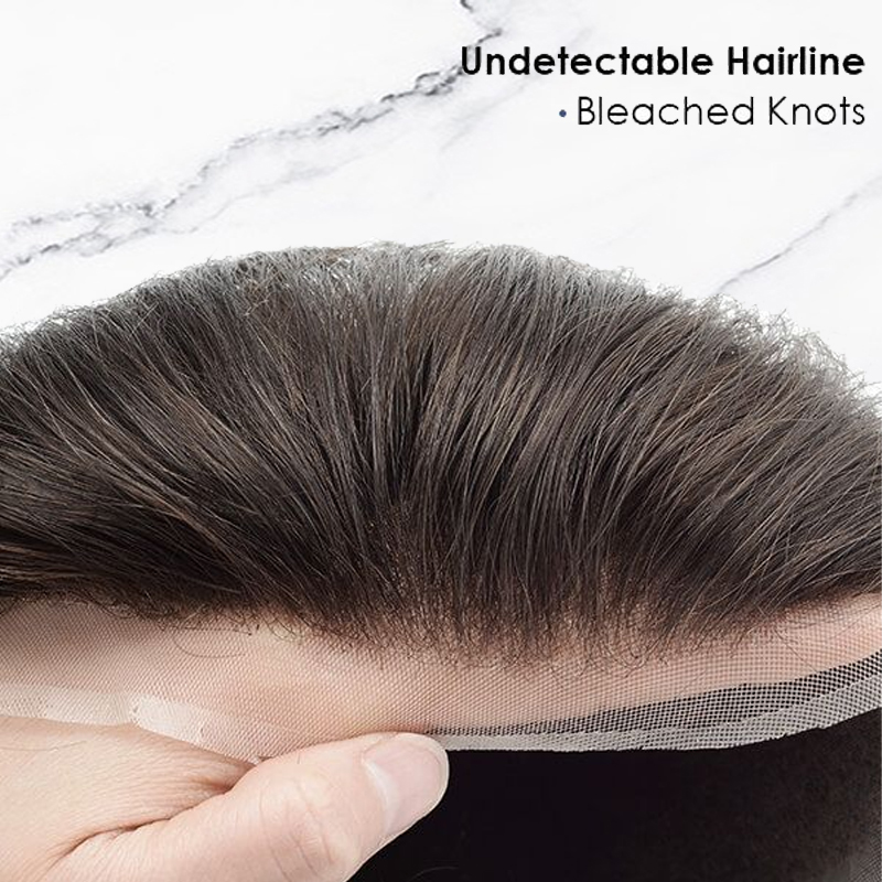 Premium Hair Toupee Fine Mono con frente de encaje y sistema de cabello para hombres Skin