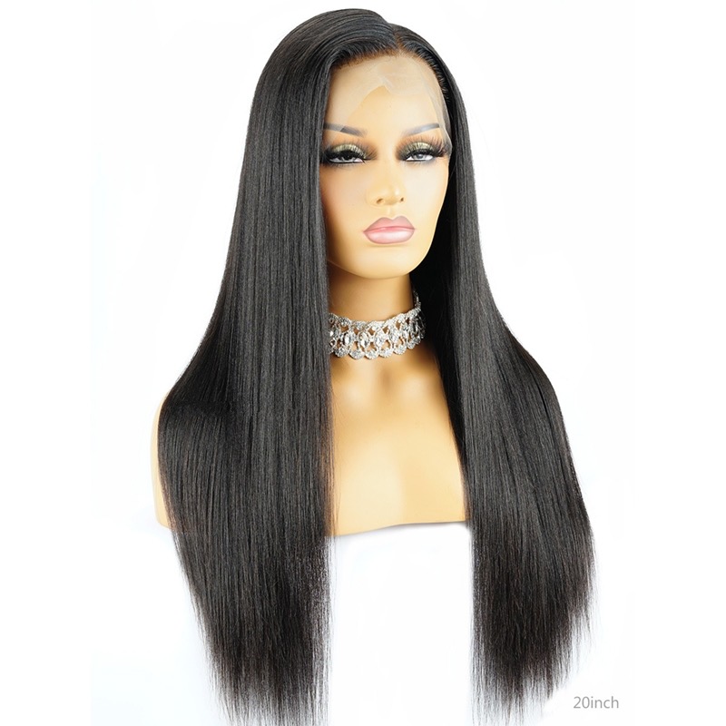 Relajado 360 encaje peluca luz Yaki recto pre-arrancado cabello humano