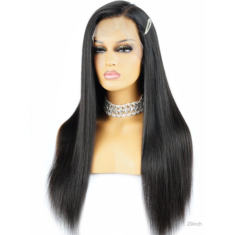 Relajado 360 encaje peluca luz Yaki recto pre-arrancado cabello humano