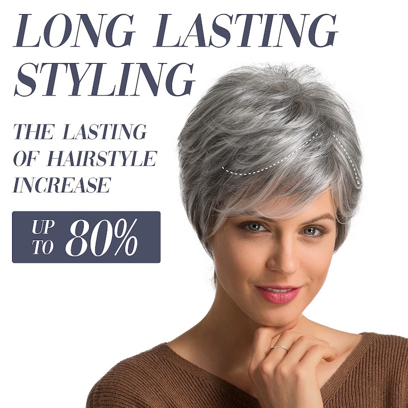 Pelucas cortas de pelo sintético gris para mujer, pelucas diarias con corte Pixie Natural