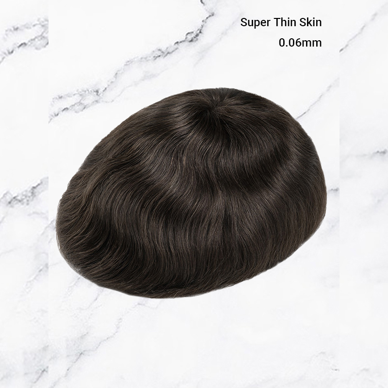 Super Thin Skin V-loop 0.06mm Hair Systems Stock Mens Hair Pieces