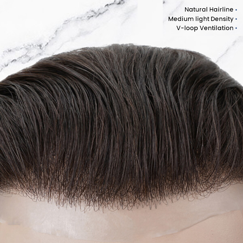 Super Thin Skin V-loop 0.06mm Hair Systems Stock Mens Hair Pieces