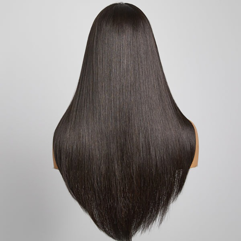 Peluca de encaje con cierre de 5x5, sin pegamento, prearrancada, corte en capas de moda, 100% cabello humano