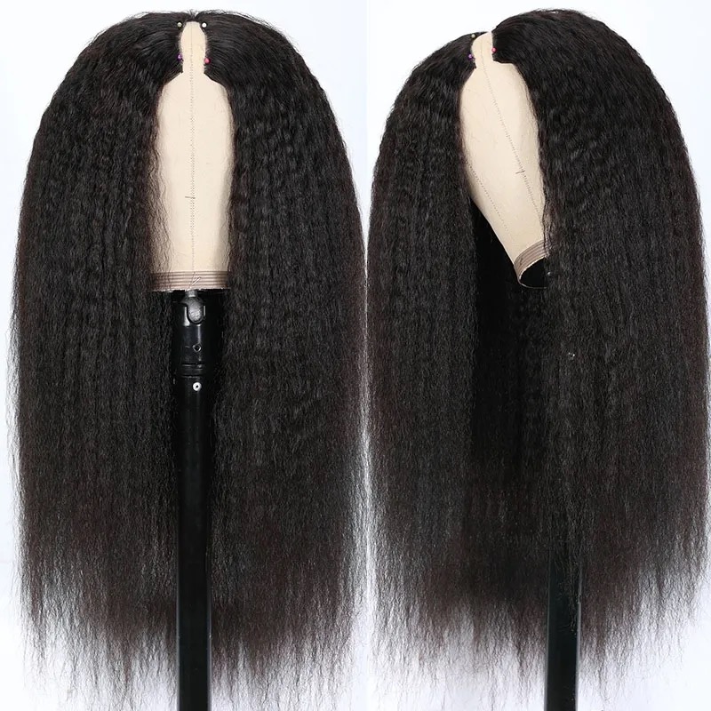 V parte peluca rizado recto cabello humano estilo protector ninguno peluca de encaje