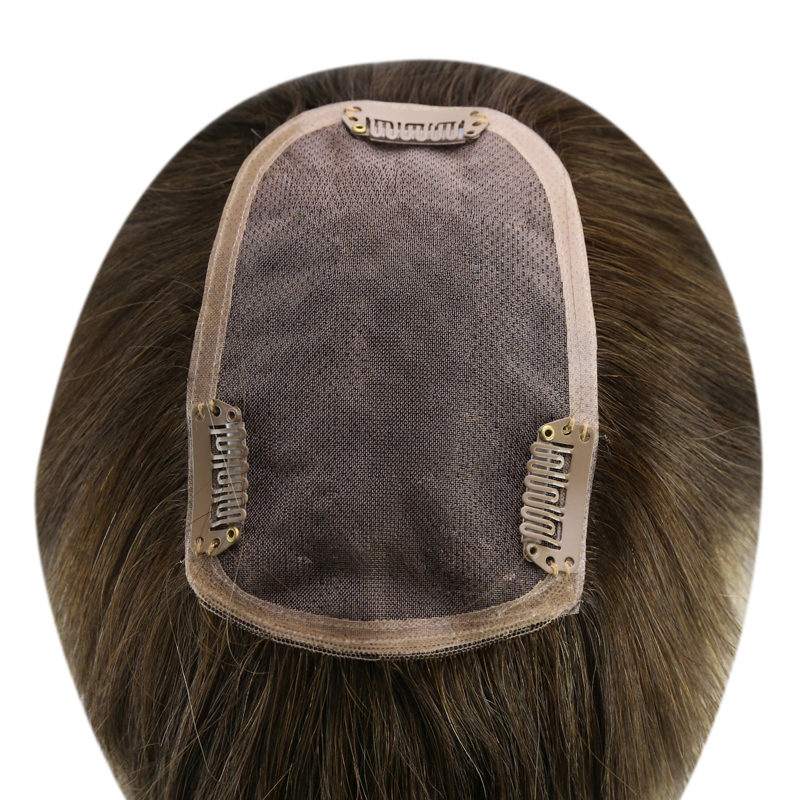 Virgin Hair Toppers Base de encaje de 3x5 pulgadas Postizo para mujeres Balayage # 4/27/4
