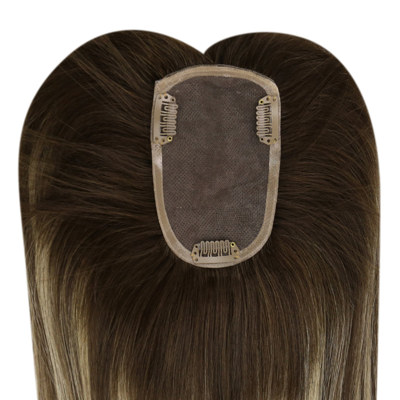 Virgin Hair Toppers Base de encaje de 3x5 pulgadas Postizo para mujeres Balayage # 4/27/4
