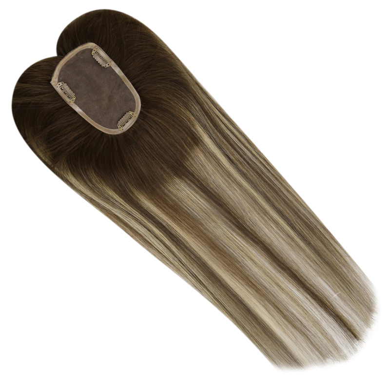 Virgin Hair Toppers Base de encaje de 3x5 pulgadas Postizo para mujeres Balayage # 4/27/4